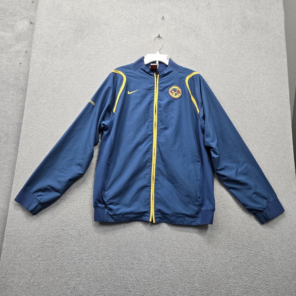 VINTAGE Club America Men Jacket L Blue Embroidered Nike Team Logo Activewear